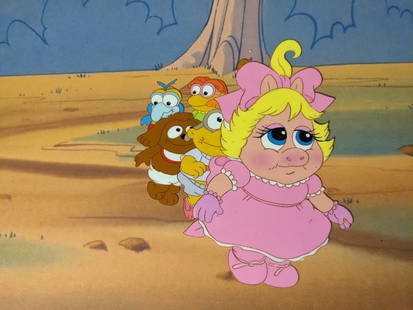 Vintage Muppet Babies Production Cel by Jim Henson 1980s Animation Art: Vintage Muppet Babies Production Cel by Jim Henson 1980s Animation Art This vintage animation cel from the beloved 'Muppet Babies' series features iconic characters such as Gonzo, Kermit the Frog,