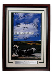 Hoosiers Movie Poster 11x17 Signed by Gene Hackman 8 Cast Members Framed Beckett Authenticated: Hoosiers Movie Poster 11x17 Signed by Gene Hackman 8 Cast Members Framed Beckett Authenticated This stunning 11x17 movie poster from the film "Hoosiers" is a must-have for movie enthusiasts and collec