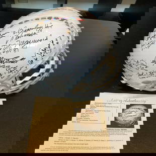 1969 New York Jets Super Bowl Team Signed Helmet with 23 Signatures JSA COA: 1969 New York Jets Super Bowl Team Signed Helmet with 23 Signatures JSA COA Beautiful 1969 New York Jets Super Bowl Champs Team Signed Full Size Super Bowl Helmet. Each player inscribed a cool inscrip