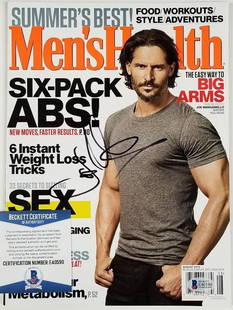 Joe Manganiello Signed Men's Health Magazine True Blood Beckett COA: Joe Manganiello Signed Men's Health Magazine True Blood Beckett COA This item features a signed Men's Health magazine cover featuring actor Joe Manganiello, known for his role in True Blood. The magaz