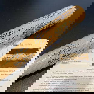 Limited Edition Yankees MVP Signed Bat 23/30 Derek Jeter JSA: Limited Edition Yankees MVP Signed Bat 23/30 Derek Jeter JSA This remarkable 34-inch Cooperstown Bat Co. baseball bat features the signatures of multiple New York Yankees legends, celebrating their ac