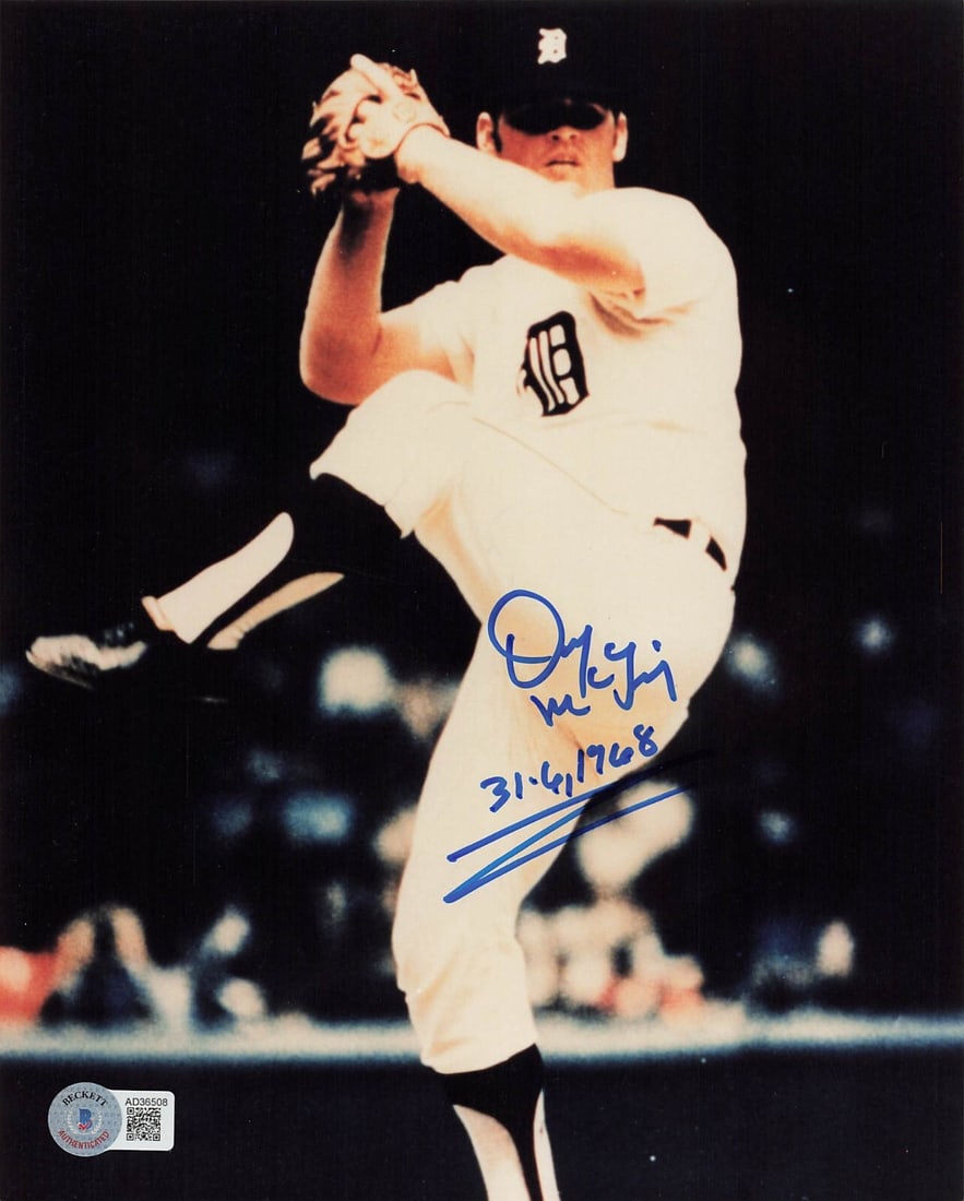Denny McLain signed 8x10 photo authenticated by Beckett: Denny McLain signed 8x10 photo authenticated by Beckett Capture a piece of baseball history with this original signed 8x10 photograph of Denny McLain, the legendary Detroit Tigers pitcher. This stunni