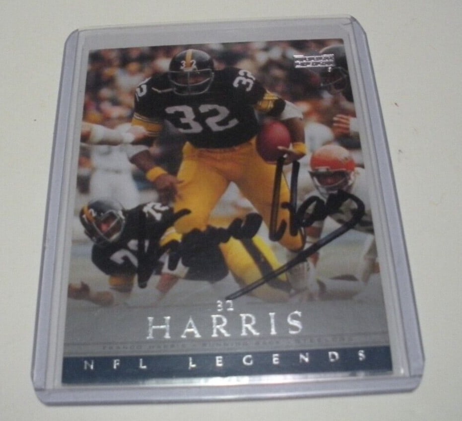 Franco Harris Pittsburgh Steelers Signed Card JSA COA Authentic: Franco Harris Pittsburgh Steelers Signed Card JSA COA Authentic This is an authentic original signed card featuring Franco Harris, a legendary player of the Pittsburgh Steelers. The card is pre-owned 