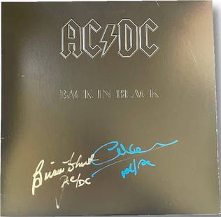 AC/DC Back In Black Album Sleeve Signed by Brian Johnson Cliff Williams JSA Authenticated: AC/DC Back In Black Album Sleeve Signed by Brian Johnson Cliff Williams JSA Authenticated This is an original autographed record album sleeve for AC/DC's iconic "Back In Black" album, featuring signat