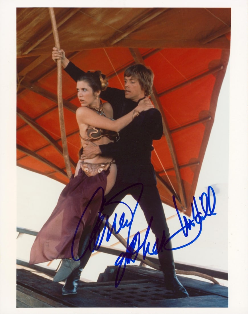 Mark Hamill Carrie Fisher Star Wars Signed Photo 8x10 Gem Mint 10 COA: Mark Hamill Carrie Fisher Star Wars Signed Photo 8x10 Gem Mint 10 COA This stunning 8x10 photograph features the iconic signatures of Mark Hamill and Carrie Fisher, both renowned stars of the Star War