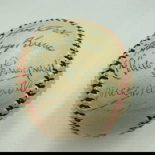 1955 All Star Game Signed Baseball with Mickey Mantle JSA COA: 1955 All Star Game Signed Baseball with Mickey Mantle JSA COA This is a 1955 All Star Game Team Signed National League Baseball featuring 24 signatures, including baseball legends Mickey Mantle, Yogi