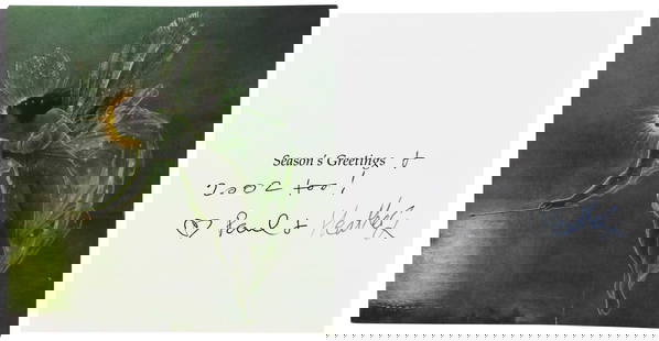 Paul McCartney Heather Mills Signed Card with COA Beckett: Paul McCartney Heather Mills Signed Card with COA Beckett This authentic signed greeting card features the autographs of Paul McCartney and Heather Mills, complete with the inscription "2002 too! (McC