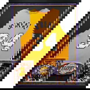 Shaquille O'Neal Signed Framed Jersey Autographed Lakers Beckett Authenticated: Shaquille O'Neal Signed Framed Jersey Autographed Lakers Beckett Authenticated Celebrate the legacy of Shaquille O'Neal with this autographed framed jersey. Authenticated by Beckett, a leader in sport