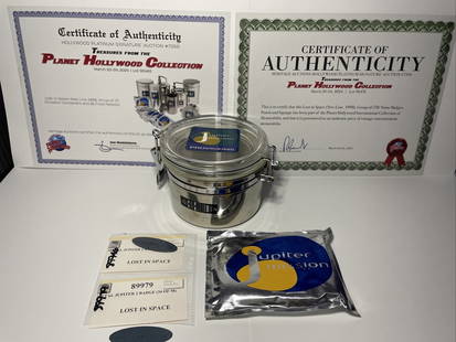 Original LOST IN SPACE Props Lot with Jupiter 2 Spaceship and COAs: Original LOST IN SPACE Props Lot with Jupiter 2 Spaceship and COAs This lot features a collection of original screen-used props from the iconic sci-fi series "LOST IN SPACE," including a model of the