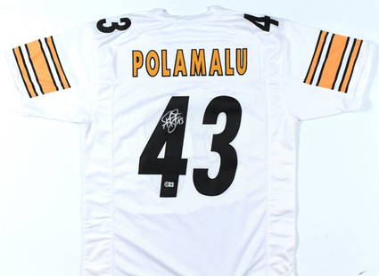 Troy Polamalu Autographed White Pro Style Jersey Beckett Authenticated: Troy Polamalu Autographed White Pro Style Jersey Beckett Authenticated Celebrate the legacy of Troy Polamalu with this authentic autographed white pro style jersey. This original piece is a must-have