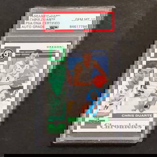 2021-22 Chronicles Draft Picks Chris Duarte Signed Card PSA/DNA Authenticated: 2021-22 Chronicles Draft Picks Chris Duarte Signed Card PSA/DNA Authenticated This is a 2021-22 Chronicles Draft Picks #18 card signed by Chris Duarte. The autograph of Chris on this card was authenti