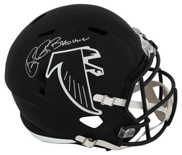 Andre Rison Signed Atlanta Falcons Replica Helmet with Bad Moon Inscription: Andre Rison Signed Atlanta Falcons Replica Helmet with Bad Moon Inscription This full-size throwback replica helmet features the signature of NFL player Andre Rison, renowned for his time with the