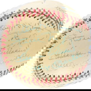 11-Signature Baseball Ted Williams Mickey Mantle JSA Authenticated 500 Home Run Club: 11-Signature Baseball Ted Williams Mickey Mantle JSA Authenticated 500 Home Run Club This remarkable collectible features a multi-signed OAL (Brown) Rawlings baseball, boasting 11 legendary autographs