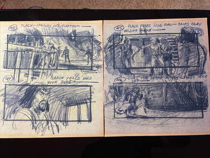 Original FLASH GORDON 1980 Movie Storyboards with COA: Original FLASH GORDON 1980 Movie Storyboards with COA This offering features a set of original production-used storyboards from the iconic 1980 film, FLASH GORDON. These storyboards are remarkable pie