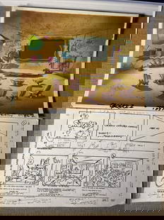 Rare Snorks 1980s Production Background and Storyboard Art: Rare Snorks 1980s Production Background and Storyboard Art This exceptional piece of production art features a rare hand-painted background from the beloved 1980s animated series, Snorks. Created by t