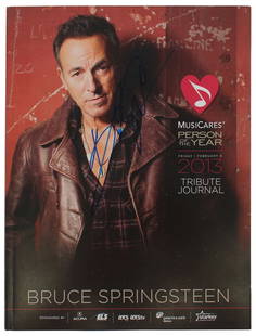 Bruce Springsteen Signed 2013 MusiCares Tribute Program Beckett COA: Bruce Springsteen Signed 2013 MusiCares Tribute Program Beckett COA This 2013 MusiCares Person Of The Year Tribute Program is a unique collectible, personally signed by the legendary Bruce Springsteen