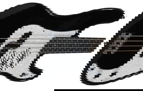 Roger Waters Signed Pink Floyd Black Fender Squier Bass Guitar COA Beckett: Roger Waters Signed Pink Floyd Black Fender Squier Bass Guitar COA Beckett This autographed Black Fender Squier Precision Electric Bass Guitar has been Personally Signed by Roger Waters of Pink Floyd.