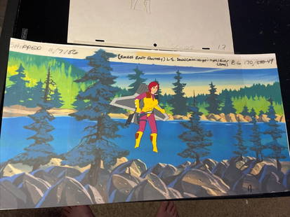 1980s GI Joe Production Cel Art featuring Scarlet by DIC Animation: 1980s GI Joe Production Cel Art featuring Scarlet by DIC Animation This original production cel from the 1980s features the iconic character Scarlet from the beloved GI Joe franchise. Created by DIC A
