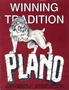 1987 Texas High School Football Plano vs Stratford Championship Program: 1987 Texas High School Football Plano vs Stratford Championship Program This 1987 Plano vs Stratford State Championship Program is a collectible piece from Texas High School Football history. It featu