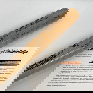 Hank Aaron Sadaharu Oh Dual Signed Louisville Slugger Bat PSA DNA Limited Edition 68/144: Hank Aaron Sadaharu Oh Dual Signed Louisville Slugger Bat PSA DNA Limited Edition 68/144 Celebrate the careers of two of baseball's greatest home run hitters with this dual-signed Louisville Slugger b
