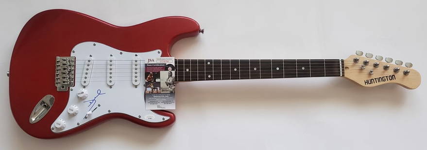 Jewel Kilcher Hand Signed Electric Guitar Authenticated by JSA: Jewel Kilcher Hand Signed Electric Guitar Authenticated by JSA This is an authentic, hand-signed electric guitar by pop singer Jewel Kilcher. The autograph has been authenticated by James Spence Authe