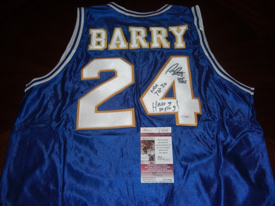 Rick Barry Golden State Warriors Signed Jersey JSA Authenticated HOF 1987: Rick Barry Golden State Warriors Signed Jersey JSA Authenticated HOF 1987 Celebrate the legacy of basketball with this original signed jersey of Rick Barry, a Hall of Famer inducted in 1987. Represent