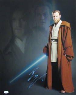 Ewan McGregor Signed Obi-Wan Kenobi 16x20 Photo JSA Certified: Ewan McGregor Signed Obi-Wan Kenobi 16x20 Photo JSA Certified Capture a piece of cinematic history with this Ewan McGregor autographed 16x20 photo featuring him as Obi-Wan Kenobi. This original photo