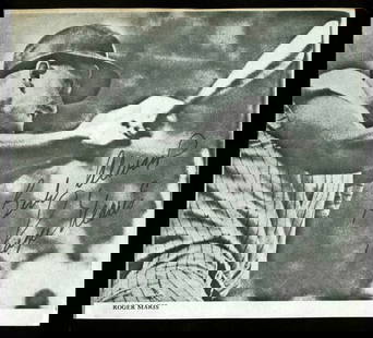 Roger Maris Authentic Signed Cut Photo Yankees JSA COA 4.8x5.5: Roger Maris Authentic Signed Cut Photo Yankees JSA COA 4.8x5.5 Celebrate baseball history with this authentic signed cut photo of Roger Maris, measuring 4.8x5.5 inches. Known for breaking Babe Ruth's