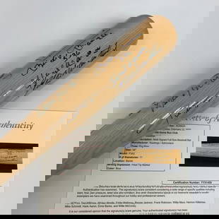 500 Home Run Club Signed Bat Mantle Williams Mays JSA COA 34 in: 500 Home Run Club Signed Bat Mantle Williams Mays JSA COA 34 in Celebrate baseball history with this limited-edition 500 Home Run Club signed bat, featuring the autographs of eleven legendary players