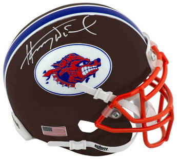 Henry Winkler Autographed The Waterboy Mud Dogs Mini Helmet with COA: Henry Winkler Autographed The Waterboy Mud Dogs Mini Helmet with COA Henry Winkler signed The Waterboy Mud Dogs brown Schutt football mini helmet. Item comes with a numbered tamper-proof hologram and