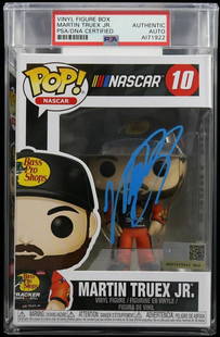 Martin Truex Jr Autographed Funko Pop #10 PSA/DNA Certified NASCAR Collectible: Martin Truex Jr Autographed Funko Pop #10 PSA/DNA Certified NASCAR Collectible This Funko Pop features the signature of NASCAR driver Martin Truex Jr., providing a unique collectible for motorsport en