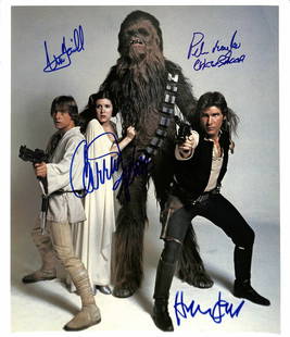 Star Wars ANH Signed 11x14 Photo Beckett LOA Ford Fisher Hamill Mayhew: Star Wars ANH Signed 11x14 Photo Beckett LOA Ford Fisher Hamill Mayhew This stunning 11x14 photograph features the signatures of the iconic original cast of Star Wars: A New Hope, including Harrison F