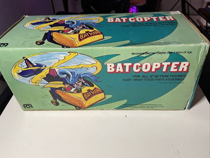 Rare 1970s Mego Batman Batcopter Action Figure Boxed Set: Rare 1970s Mego Batman Batcopter Action Figure Boxed Set Presenting a rare collectible from the 1970s, the MEGO Batcopter, featuring Batman in a vintage helicopter package. This original action figure