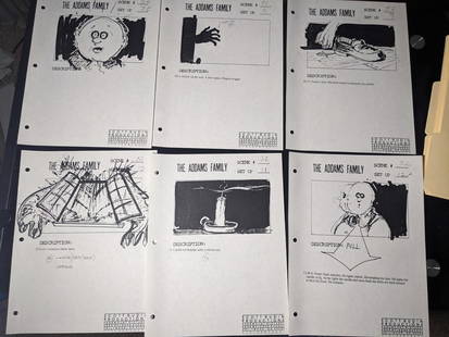 Original Addams Family Movie Storyboards with COA: Original Addams Family Movie Storyboards with COA Discover a unique piece of cinematic history with this original production storyboard set from the iconic ADDAMS FAMILY film. These storyboards, utili