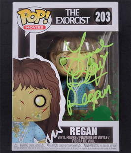 Linda Blair Signed Regan Funko Pop The Exorcist Beckett Authenticated: Linda Blair Signed Regan Funko Pop The Exorcist Beckett Authenticated This is an original Funko Pop! figure of Regan from the iconic horror film "The Exorcist," signed by actress Linda Blair. The auto