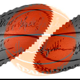 Hakeem Olajuwon Clyde Drexler Signed Basketball Rockets PSA Authenticated