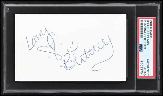 Brittany Spears Signed 3x5 Index Card PSA/DNA Certified Authentic: Brittany Spears Signed 3x5 Index Card PSA/DNA Certified Authentic This authentic 3x5 index card features the signature of pop icon Brittany Spears, making it a prized collectible for fans. The card ha