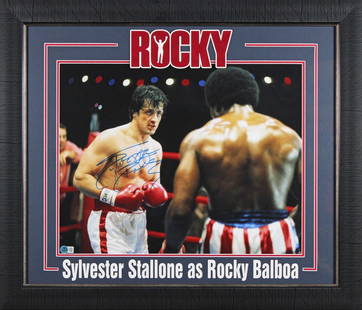 Sylvester Stallone Signed 16x20 Framed Rocky Boxing Photo Beckett COA: Sylvester Stallone Signed 16x20 Framed Rocky Boxing Photo Beckett COA This stunning 16x20 framed photograph captures the iconic moment from the Rocky movies, personally signed by the legendary Sylvest