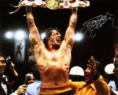Sylvester Stallone Signed Rocky II 16x20 Framed Photo with COA: Sylvester Stallone Signed Rocky II 16x20 Framed Photo with COA This stunning 16x20 framed photograph features a horizontal image from Rocky II, personally signed by the legendary Sylvester Stallone. T