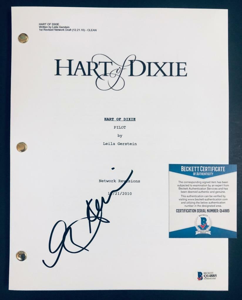 Signed Nancy Travis Hart of Dixie Script with Beckett COA: Signed Nancy Travis Hart of Dixie Script with Beckett COA This is an original script from the TV series "Hart of Dixie," personally signed by actress Nancy Travis, known for her role as Emmeline. The