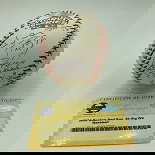 2004 Boston Red Sox Team Signed World Series Baseball Steiner COA: 2004 Boston Red Sox Team Signed World Series Baseball Steiner COA Celebrate the historic 2004 Boston Red Sox World Series Championship with this official team-signed baseball. This remarkable collecti