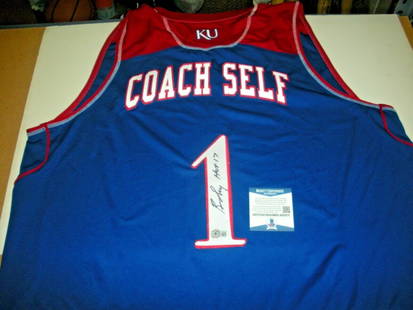 Bill Self Signed Kansas Jayhawks Adidas Jersey with Beckett COA: Bill Self Signed Kansas Jayhawks Adidas Jersey with Beckett COA This officially licensed Adidas jersey is a remarkable piece for any basketball fan, featuring the signature of Bill Self, the esteemed