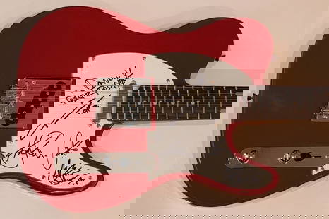 Faster Pussycat Signed Electric Guitar Taime Downe +4 JSA Authenticated: Faster Pussycat Signed Electric Guitar Taime Downe +4 JSA Authenticated This authentic Faster Pussycat band electric guitar features signatures from renowned members Taime Downe, Xristian Simon, Ace V