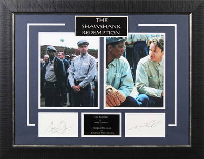 Morgan Freeman Tim Robbins Signed Framed Display The Shawshank Redemption BAS COA: Morgan Freeman Tim Robbins Signed Framed Display The Shawshank Redemption BAS COA This is a signed framed display featuring the iconic film "The Shawshank Redemption," personally autographed by legend