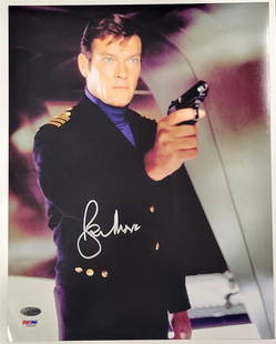 Roger Moore 11x14 Signed Photo James Bond PSA/DNA Authentic: Roger Moore 11x14 Signed Photo James Bond PSA/DNA Authentic This stunning 11x14 photograph features the iconic Roger Moore, known for his role as James Bond in classic films such as 'Man with the Gold