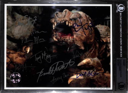 Star Wars Rancor ROTJ Multi-Signed 8x10 Photo by ILM Team Beckett Authenticated: Star Wars Rancor ROTJ Multi-Signed 8x10 Photo by ILM Team Beckett Authenticated This autographed 8x10 photograph captures the iconic Rancor from Star Wars: The Rancor ROTJ, brought to life by the tale