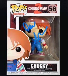 Chucky Funko Pop Signed by Director Don Mancini Beckett Authenticated: Chucky Funko Pop Signed by Director Don Mancini Beckett Authenticated This is an original signed Funko Pop figure of Chucky, featuring the autograph of director Don Mancini. Authenticated by Beckett,