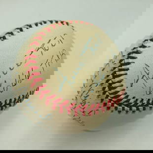 Willie Mays Hank Aaron Stan Musial Signed Baseball JSA Inscribed Autographs: Willie Mays Hank Aaron Stan Musial Signed Baseball JSA Inscribed Autographs This unique baseball features the autographs of three legendary MLB players: Willie Mays, Hank Aaron, and Stan Musial. Each