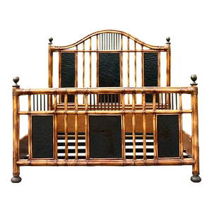 Baker Milling Road Coastal Queen Bed Frame Rattan Chocolate Vintage