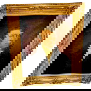 19th Century American Classical Portrait of Gentleman with Scar: 19th Century American Classical Portrait of Gentleman with Scar This striking 19th-century American portrait depicts a gentleman with a noticeable scar, showcasing a fine representation of American Cl